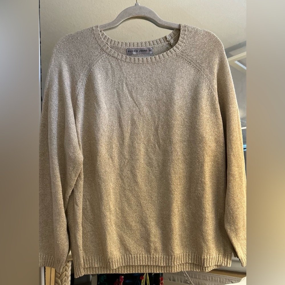 NEW Gloria Jeans Gold Glittery Crewneck Sweater XL